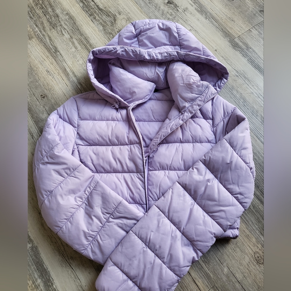 Lavendar Purple Zara Cropped Puffer Jacket